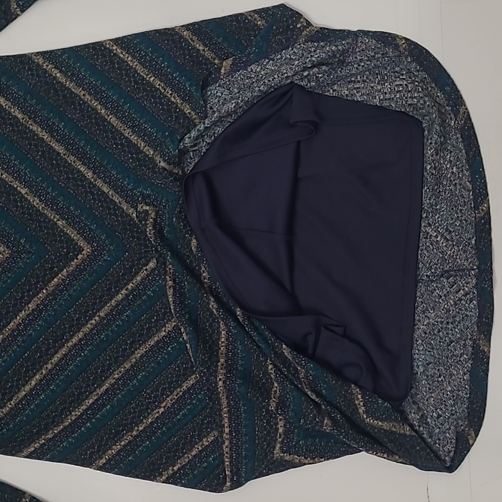 Studio One New York Boho Knit A-Line Dress Long Bell Sleeve Lined Chevron Cutout - Picture 15 of 17